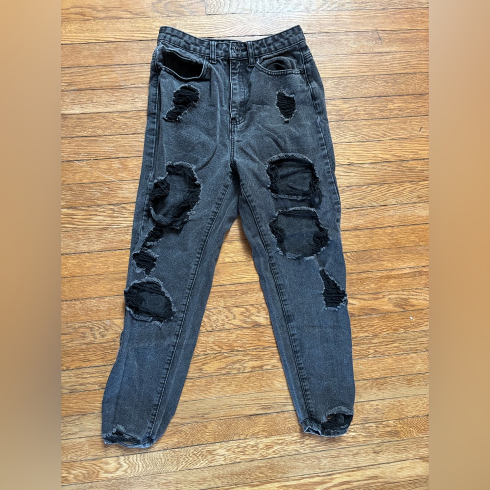 Missguided Black Distressed Women Jeans
